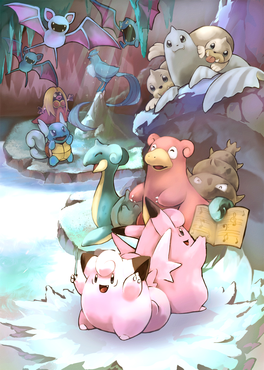articuno, cave, clefable, clefairy, dewgong, golbat, jynx, lapras