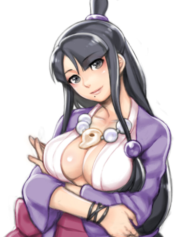 1girl, ayasato_chihiro, ayasato_mayoi, black_hair, breasts, cleavage, crossed_arms, folks_(nabokof)