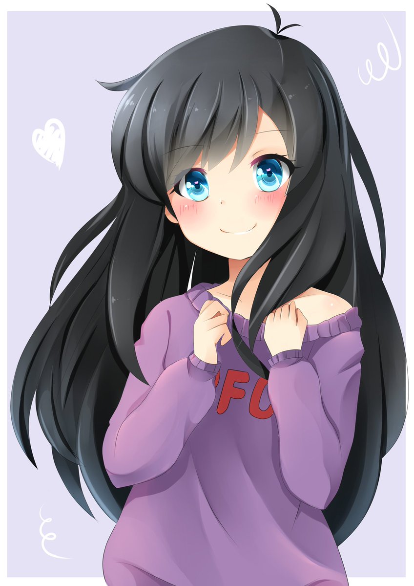 1girl, ahoge, black_hair, blue_eyes, dfc-tan, flat_chest, ikazu401, long_hair