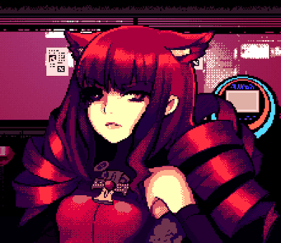 1girl, animal_ears, animated, animated_gif, bare_shoulders, brooch, cat_ears, closed_mouth