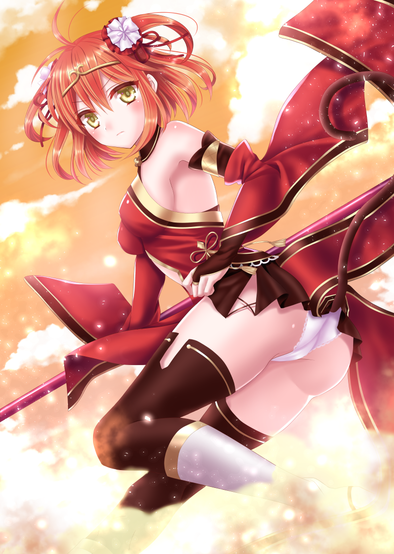 1girl, ass, breasts, bridal_gauntlets, circlet, detached_sleeves, fate/grand_order, fate_(series)