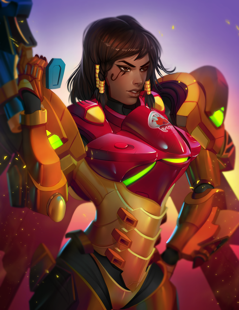 1girl, alternate_color, amber_harris, brown_eyes, brown_hair, crossover, dark_skin, facial_tattoo