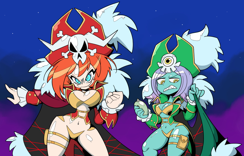 2girls, absurdres, adapted_costume, alien, boots, breasts, cape, cellphone
