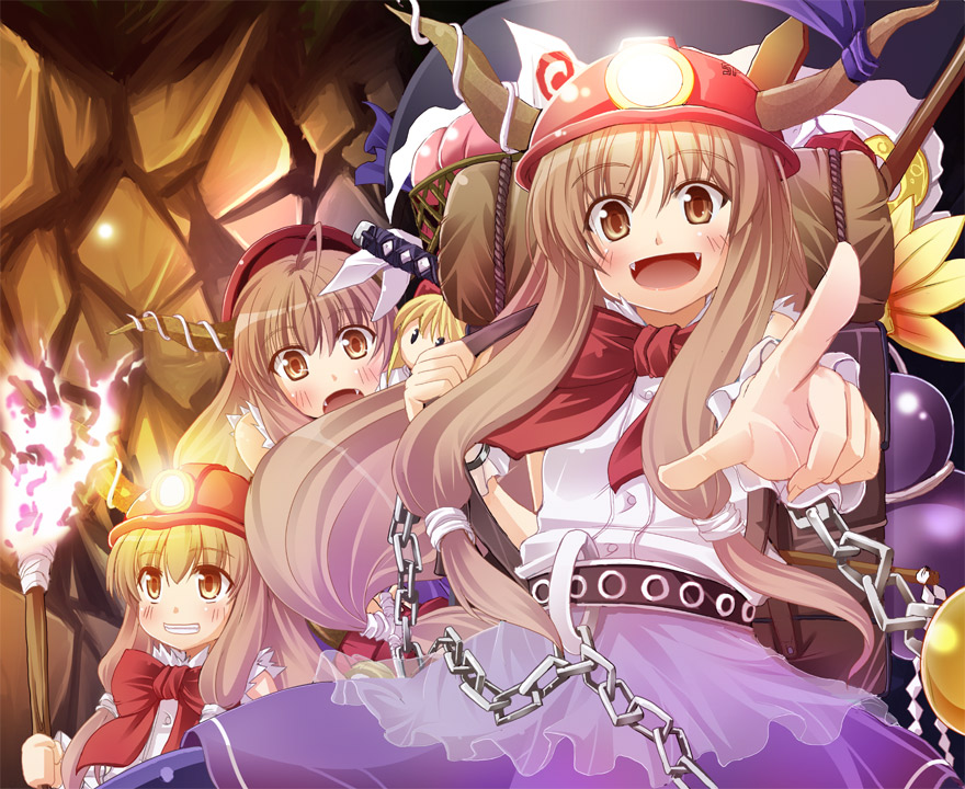 helmet, ibuki_suika, nekonote, touhou