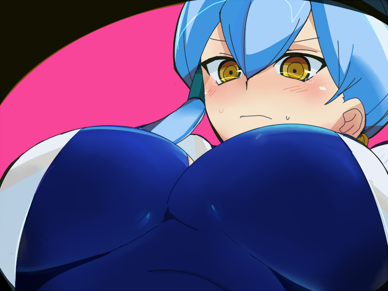 1girl, bangs, blue_hair, blush, breasts, cardfight!!_vanguard, gillian_chen, hair_between_eyes