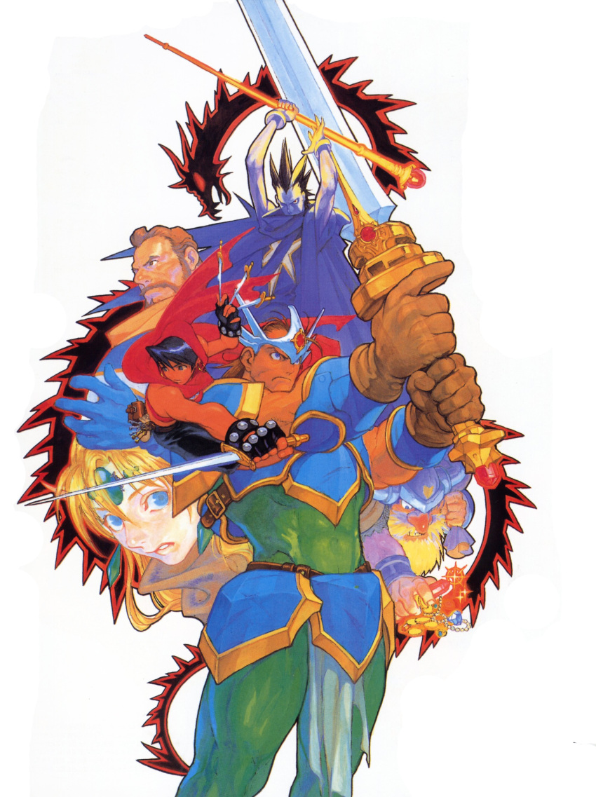 absurdres, armor, black_hair, blonde_hair, blue_eyes, brown_hair, capcom, crassus