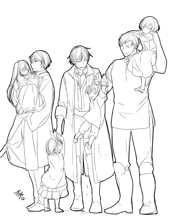 4boys, 4girls, aku_no_meshitsukai_(vocaloid), aku_no_musume_(vocaloid), akutoku_no_judgement_(vocaloid), artist_name, boots, brother_and_sister
