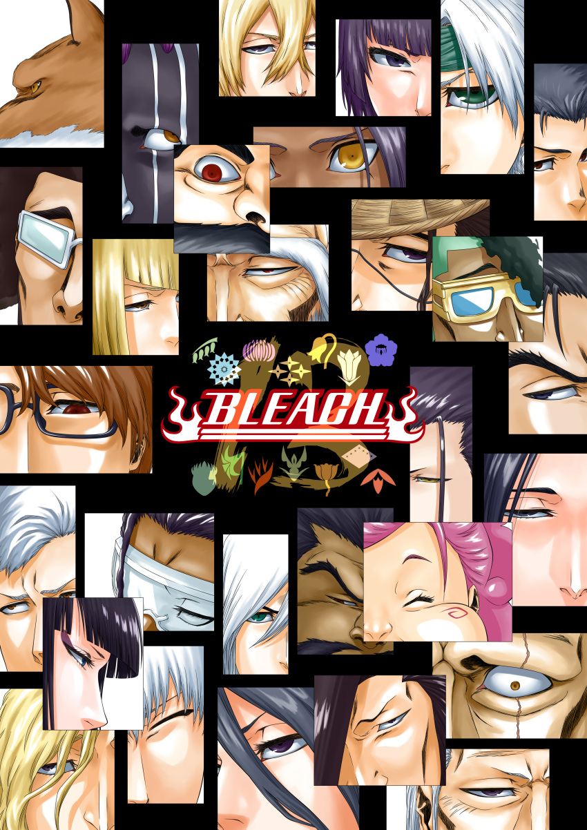 5girls, 6+boys, aikawa_love, aizen_sousuke, amber_eyes, black_hair, bleach, blonde_hair