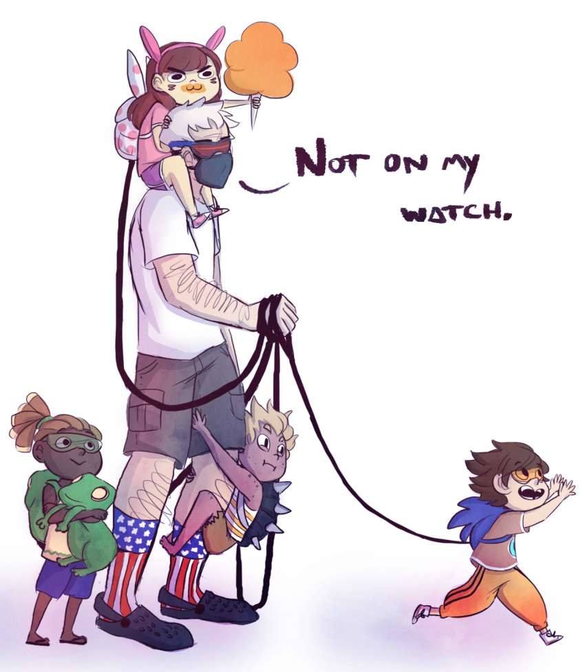 >:3, :3, alternate_costume, american_flag, american_flag_legwear, animal_ears, backpack, bag