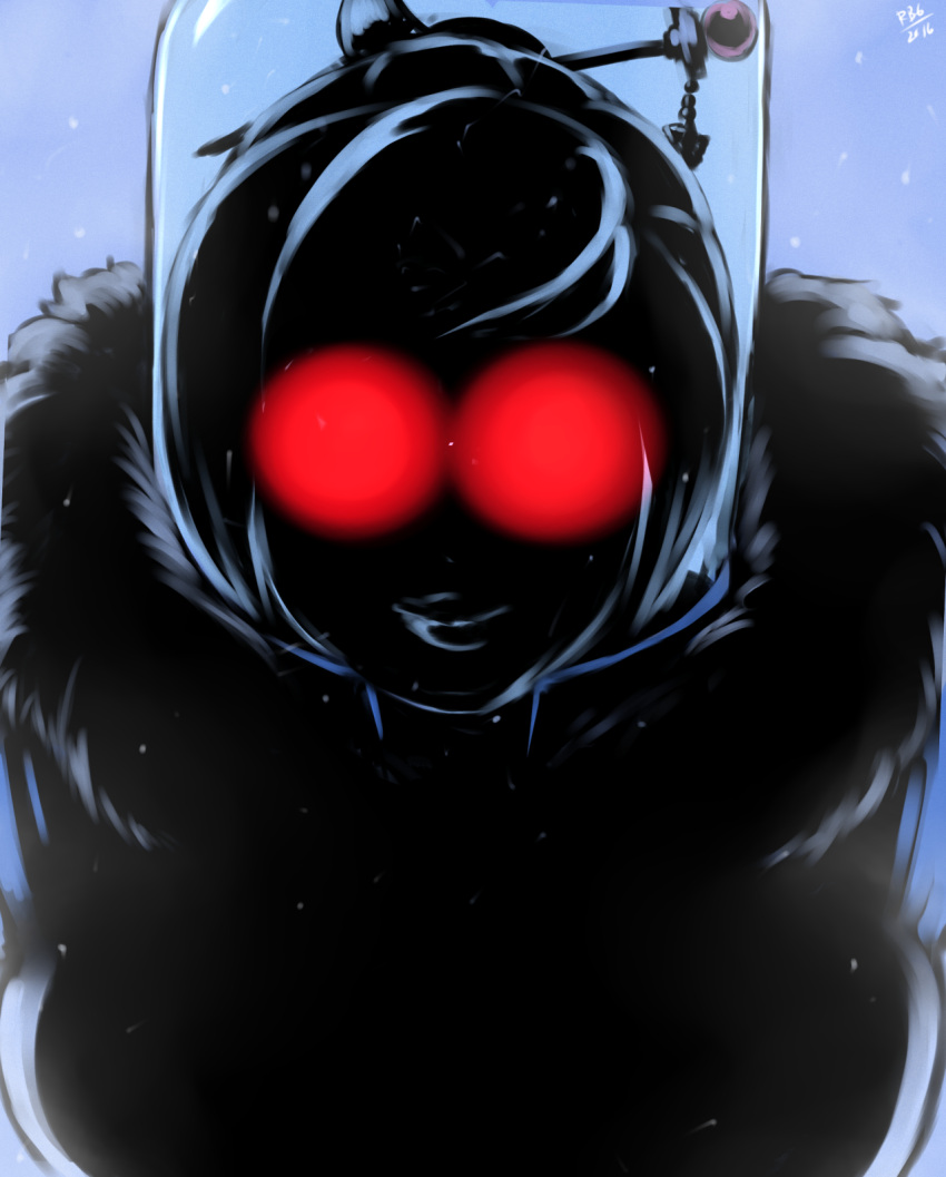 1girl, batman_(series), beads, blue_background, breasts, dc_comics, fur_trim, glowing