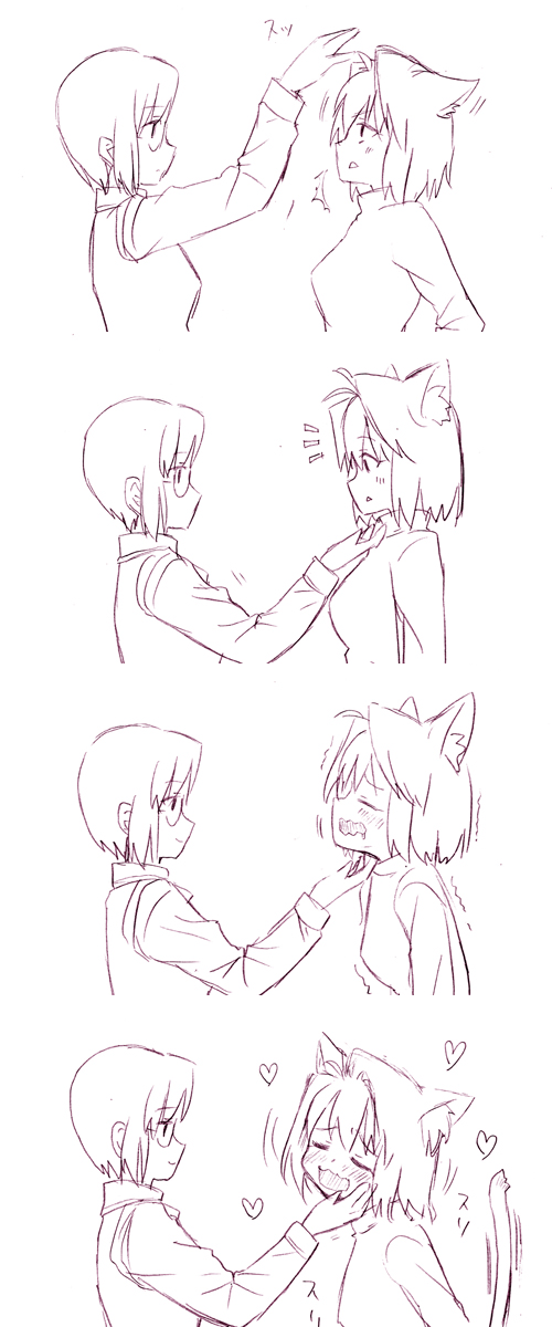 /\/\/\, 00s, ahoge, animal_ears, arcueid_brunestud, blush, breasts, cat_ears