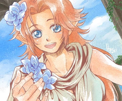 flower, hair_flower, hair_ornament, link's_awakening, lowres, marin_(legend_of_zelda), nintendo, orange_hair