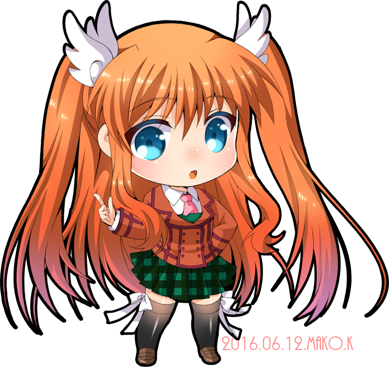 1girl, artist_name, blue_eyes, chibi, dated, hand_on_hip, makokb, necktie