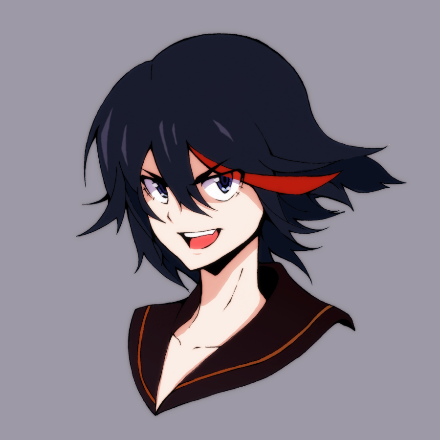 >:d, 1girl, :d, arikanrobo, black_hair, black_serafuku, blue_eyes, collarbone