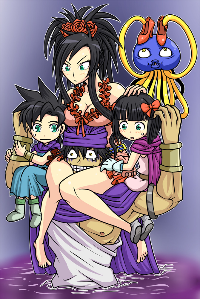 black_hair, breast_rest, breasts, cleavage, deborah, deborah's_daughter, deborah's_son, deborah's_daughter