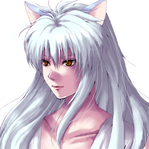 fox_ears, long_hair, lowres, male, merami, white_hair, yellow_eyes, youko_kurama