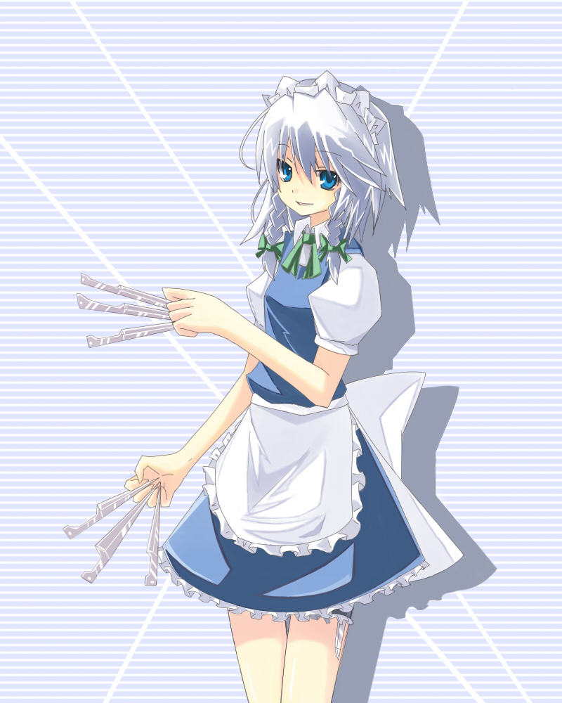 blue_eyes, hairband, izayoi_sakuya, kitsune_(artist), kitsune_(scaz), knife, maid, short_hair