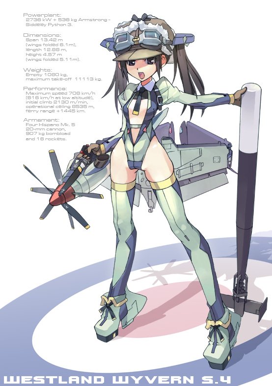 1girl, aircraft, airplane, aviator_cap, contra-rotating_propellers, goggles, goggles_on_head, mecha_musume