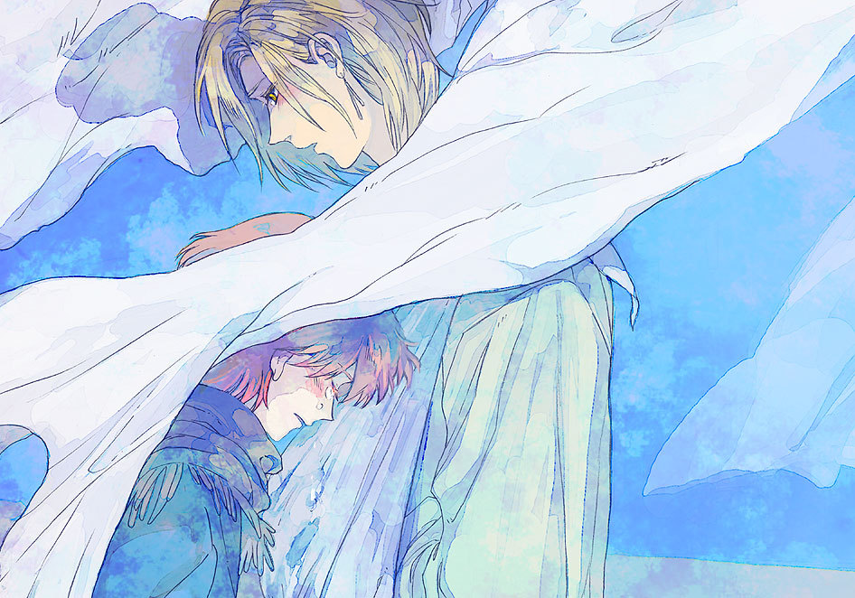 1boy, 1girl, arm_sling, bambi_(tokimeki_memorial_girl's_side_3rd_story), blonde_hair, pink_hair, sakurai_ruka, scarf