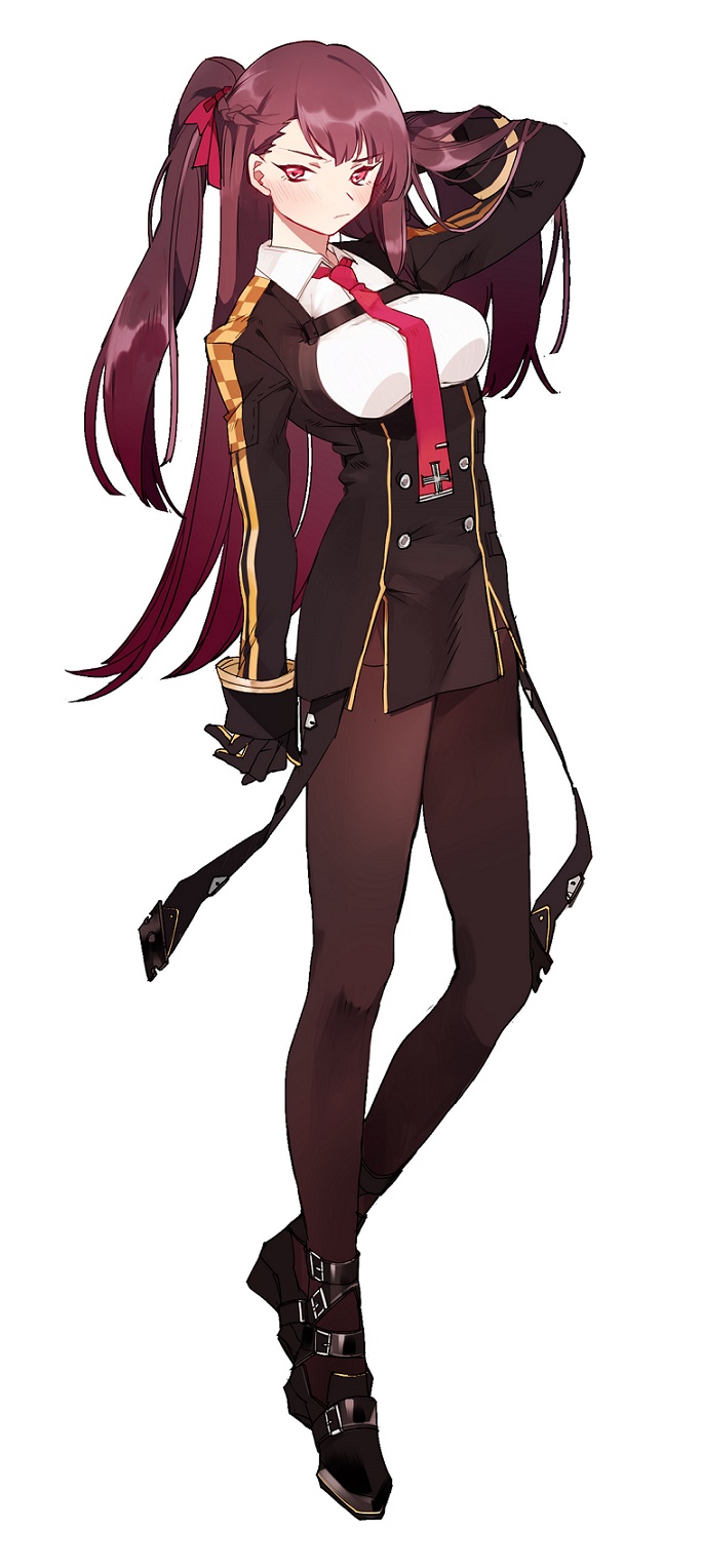 1girl, black_gloves, black_legwear, bow, braid, breasts, checkered, cross
