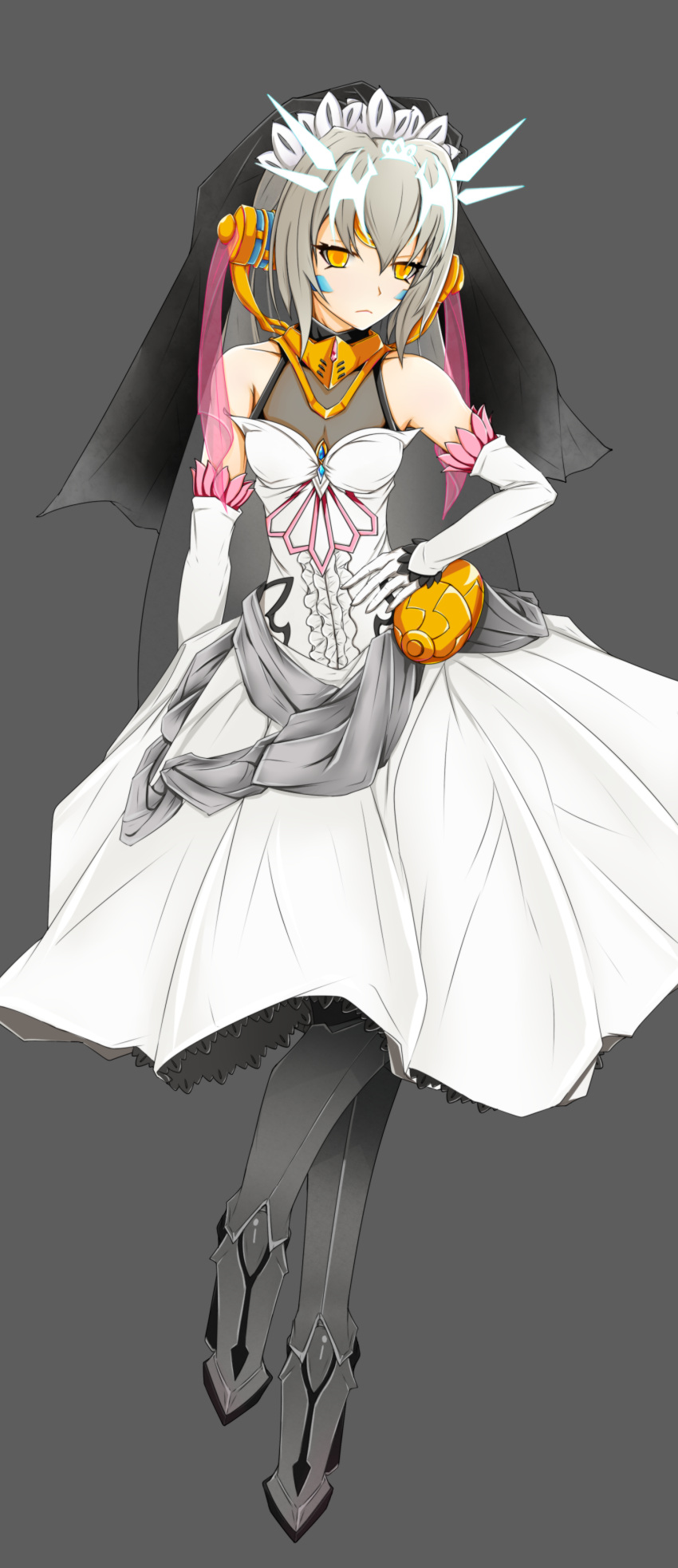 1girl, absurdres, berserker_of_black, berserker_of_black_(cosplay), breasts, cosplay, dress, elbow_gloves
