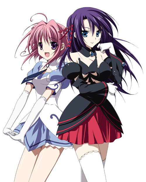 ascoeur, asukuru, asukuuru, blue_eyes, dress, elbow_gloves, fiyu_ku, gloves, higa_yukari, kiddy_girl-and, kiddy_grade, ku_fiiyu, long_hair, necktie, pink_hair, purple_eyes, purple_hair, q-feuille, short_hair, smile, thighhighs, white_legwear, zettai_ryouiki