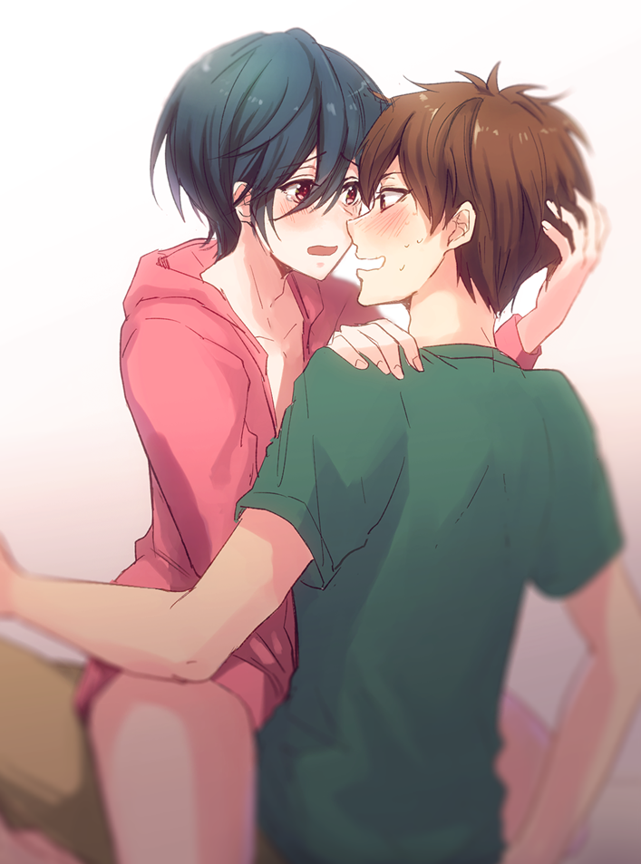2boys, blush, bottomless, brothers, high_speed!, implied_incest, kirishima_ikuya, kirishima_natsuya, male_focus, multiple_boys, raipanda