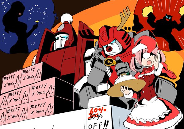 2boys, 2girls, 80s, animal_costume, antlers, astoria_carlton-ritz, autobot, bell