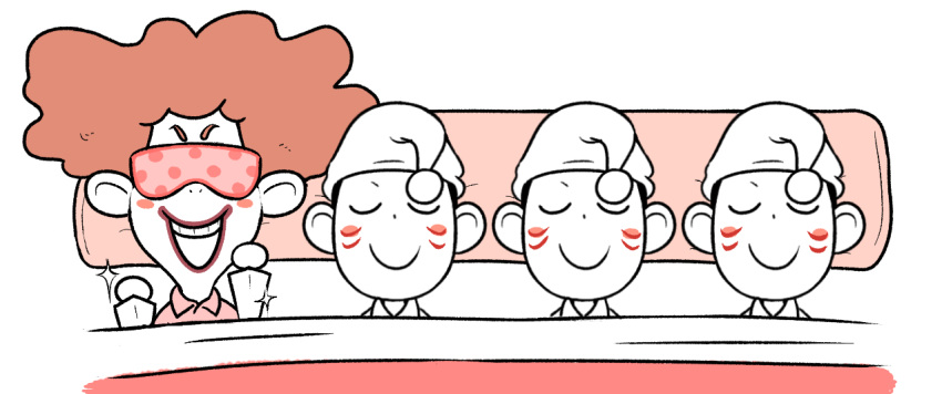 4boys, ad_youkai, blush_stickers, from_above, kflamingo, male_focus, mister_movien, monochrome