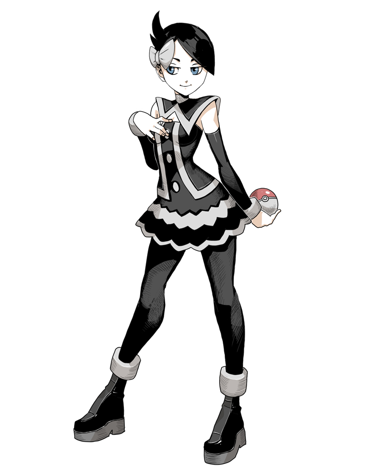 00s, 1girl, black_dress, black_hair, detached_sleeves, dress, female, full_body