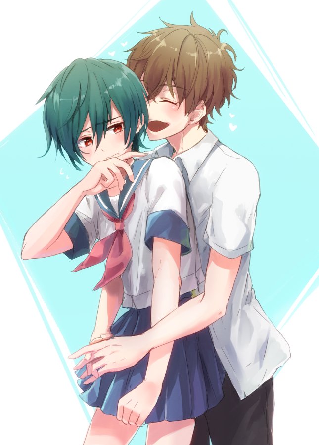 2boys, brothers, crossdressinging, high_speed!, implied_incest, kirishima_ikuya, kirishima_natsuya, male_focus