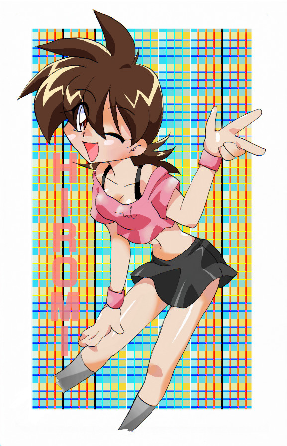 00s, 1girl, antenna_hair, bakuten_shoot_beyblade, beyblade, brown_eyes, brown_hair, female