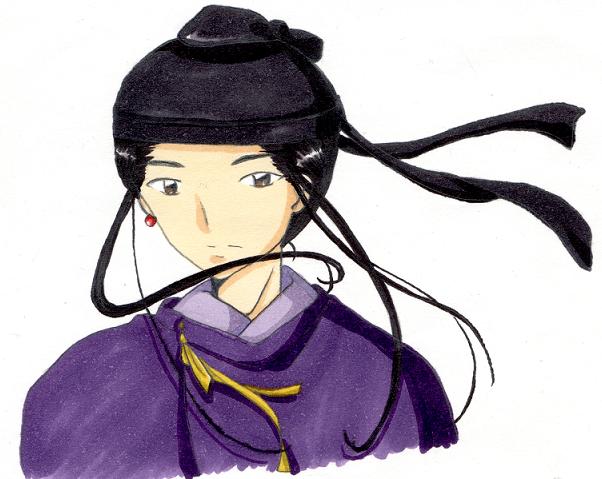 1boy, artist_request, asuka_period, black_hair, brown_eyes, hat, male_focus, ono_no_imoko