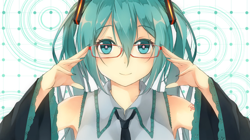 1girl, aqua_eyes, aqua_hair, blue_eyes, blue_hair, female, glasses, hatsune_miku