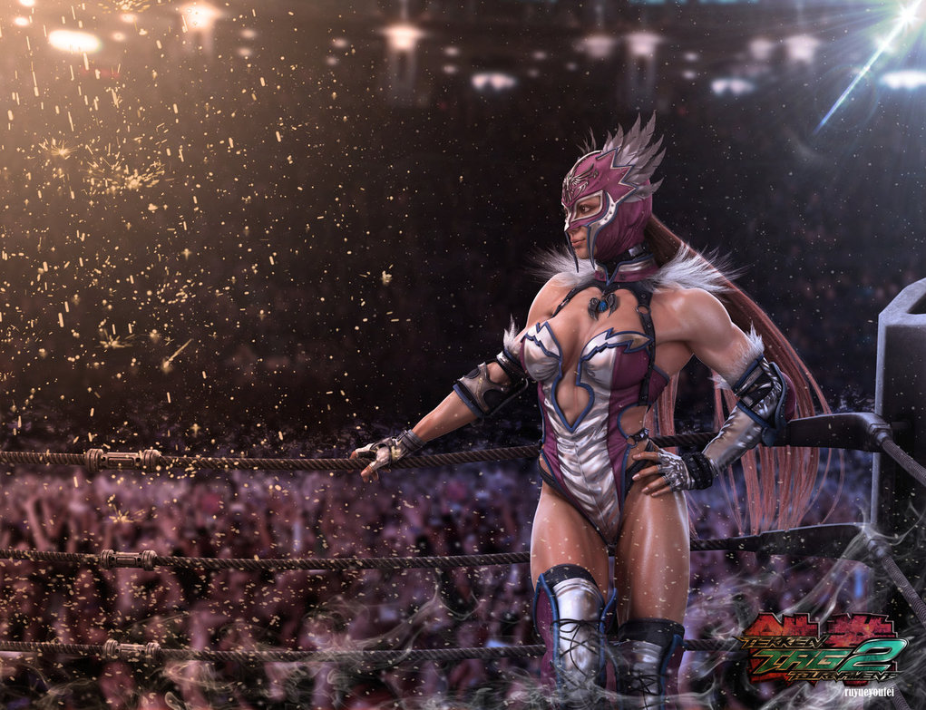 1girl, abs, elbow_pads, fingerless_gloves, gloves, jaycee_(tekken), julia_chang, leotard