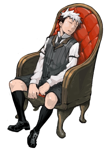 1boy, black_legwear, male_focus, multicolored_hair, naop, open_mouth, pinstripe_pattern, pinstripe_suit