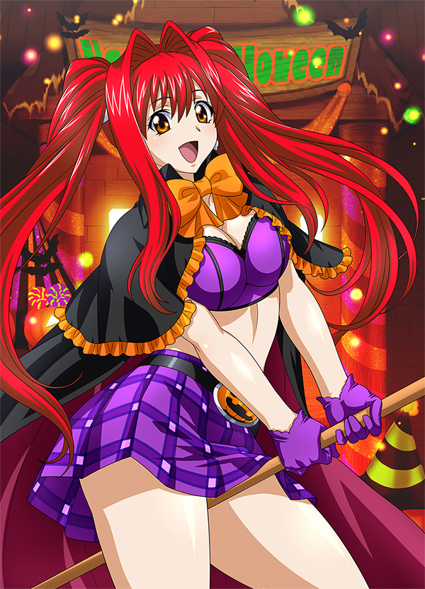 00s, 1girl, bare_legs, breasts, female, hair_ornament, halloween, ikkitousen
