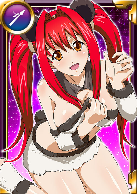 00s, 1girl, breasts, card_(medium), female, hair_ornament, ikkitousen, kanpei