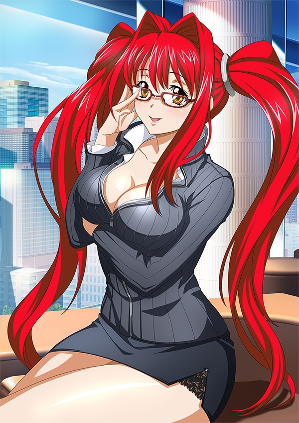 00s, 1girl, breasts, city, female, glasses, hair_ornament, ikkitousen