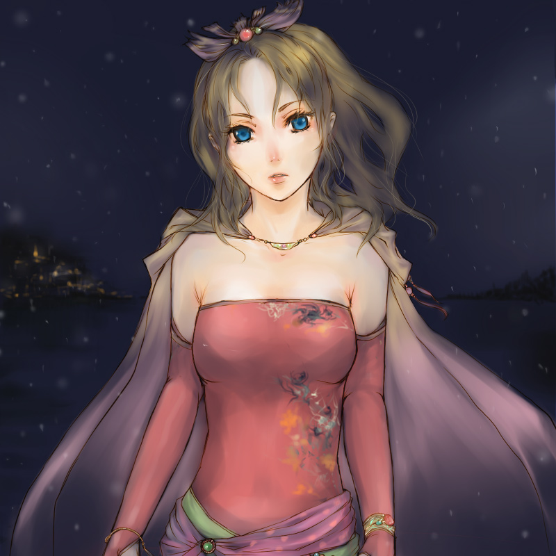 blue_eyes, cape, detached_sleeves, dissidia_final_fantasy, dress, final_fantasy, final_fantasy_vi, gloves