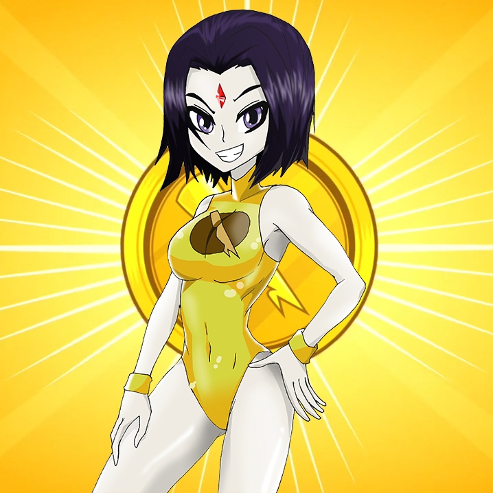 1girl, dc_comics, lady_legasus, leotard, raven_(dc), smile, solo, teen_titans, teen_titans_go!