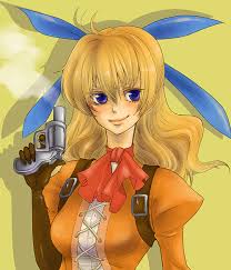 1girl, artist_request, gun, maya_schrodinger, solo, source_request, weapon, wild_arms_3