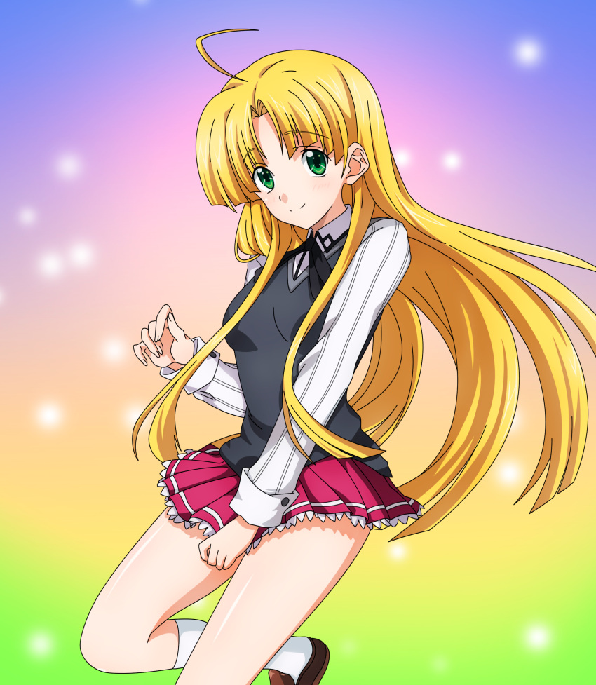 1girl, absurdres, ahoge, asia_argento, blonde_hair, green_eyes, high_school_dxd, highres