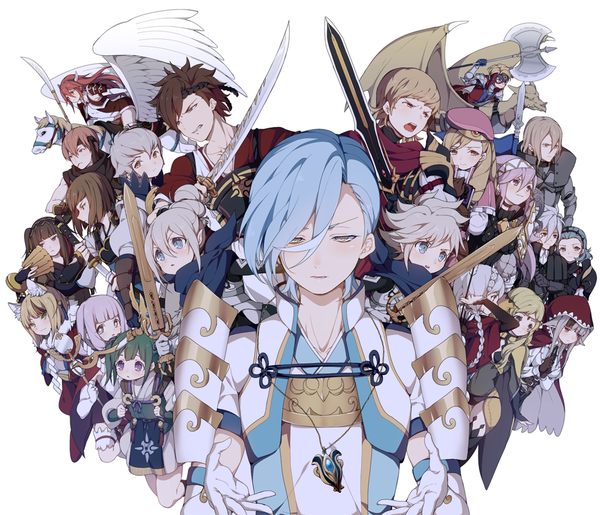 6+boys, 6+girls, animal_ears, armor, arrow, axe, back, bandanna