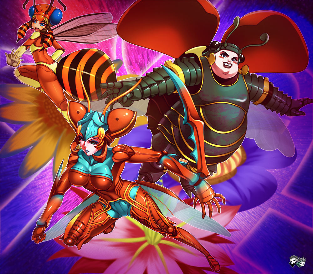 3girls, breasts, fat, final_fantasy, final_fantasy_x, insect_wings, jadenkaiba, magus_sisters