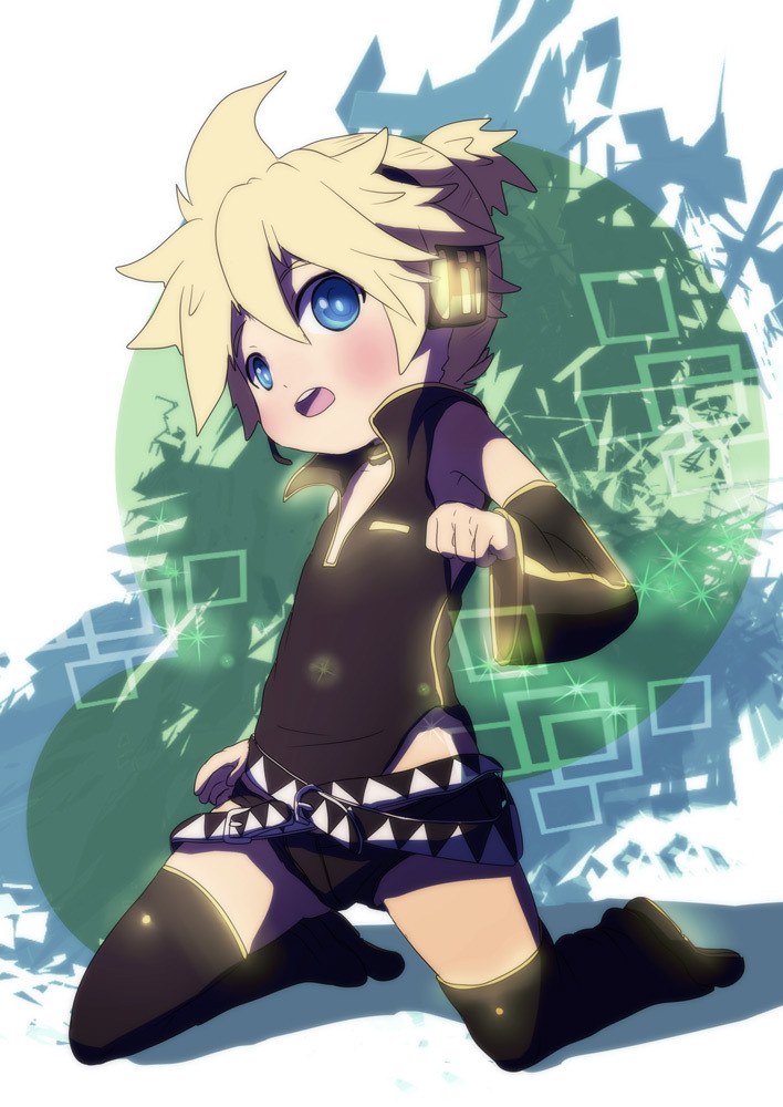 1boy, bare_shoulders, belt, blonde_hair, blue_eyes, blush, child, choker