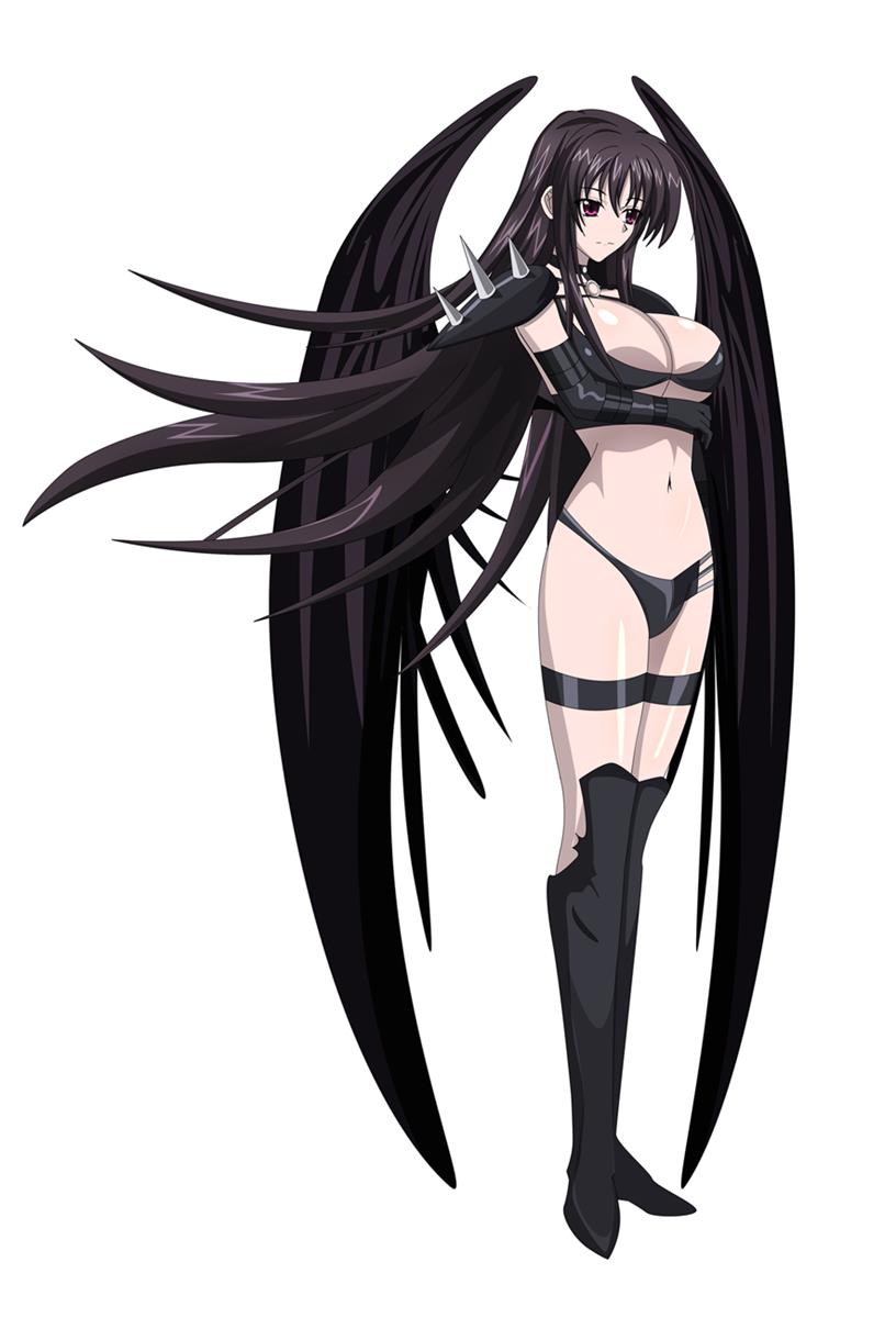 1girl, amano_yuuma, black_hair, breasts, fallen_angel, high_school_dxd, large_breasts, long_hair, raynare