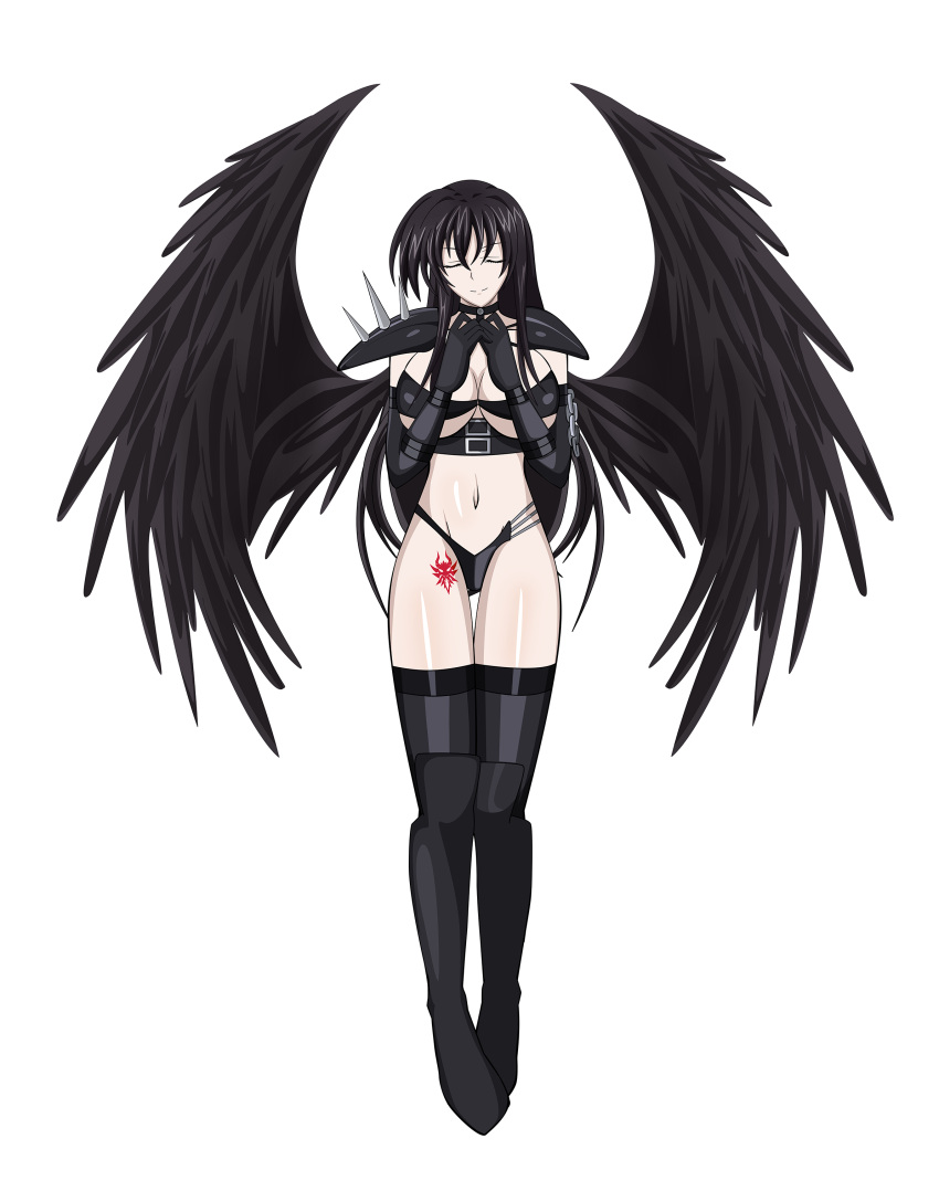 1girl, amano_yuuma, black_hair, breasts, fallen_angel, high_school_dxd, large_breasts, long_hair