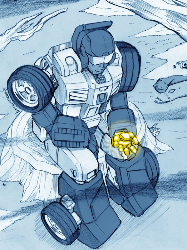 1boy, 80s, artist_name, autobot, bad_end, beachcomber_(transformers), cable, damaged
