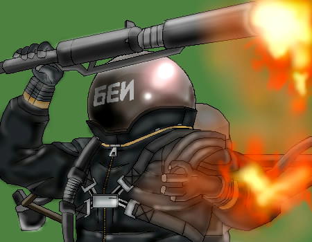 androgynous, fire, flamethrower, helmet, joy_(artist), metal_gear_(series), metal_gear_solid_3, solo